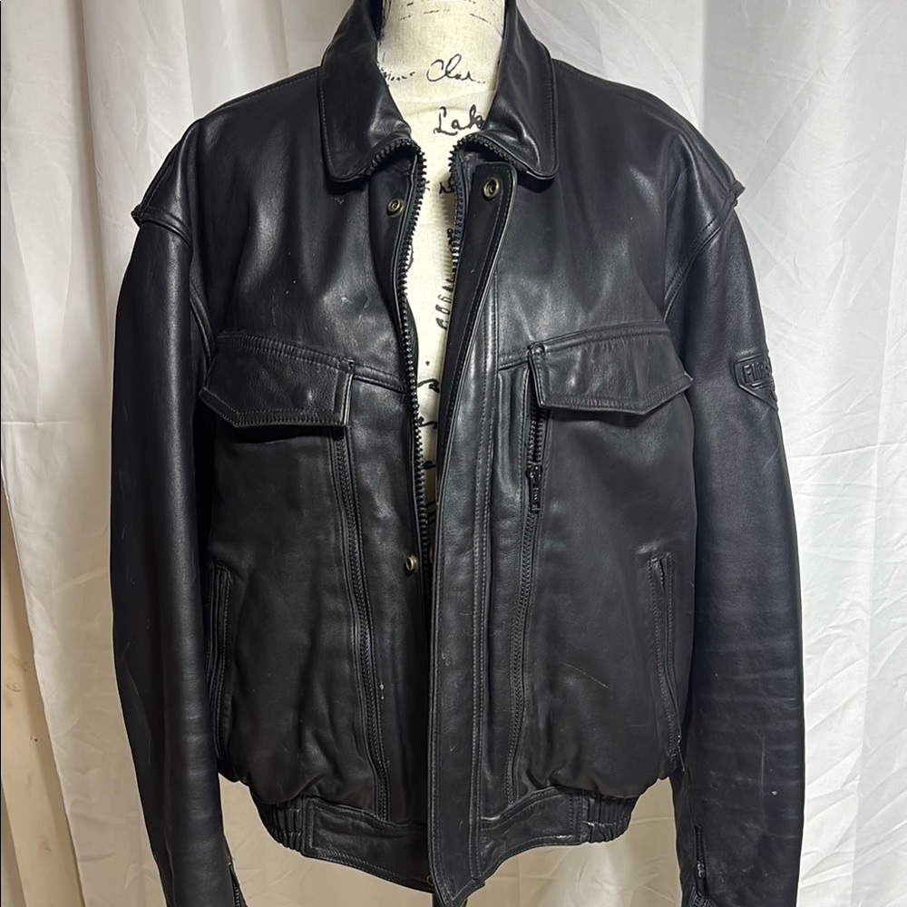 First Gear Leather Motorcycle Jacket Great